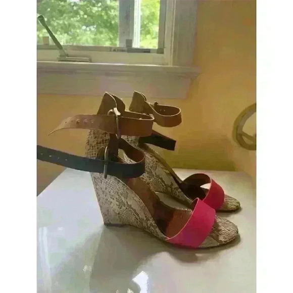 Worthington Vinny Wedge Heel Sandals Women’s Size 7.5M Multicolor Snakeskin - Picture 1 of 10